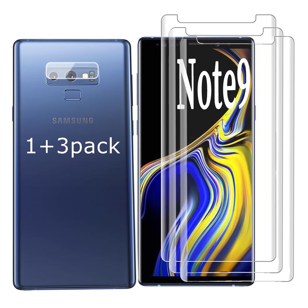 BANDQ 3-Pack Samsung Galaxy Note 9 Screen Protector with 1 Camera Lens Protector - 9H Hardness HD Clear 3D Tempered Glass, Anti-Scratch Protection for Galaxy Note 9 - Perfect for Work, Travel & Daily Use