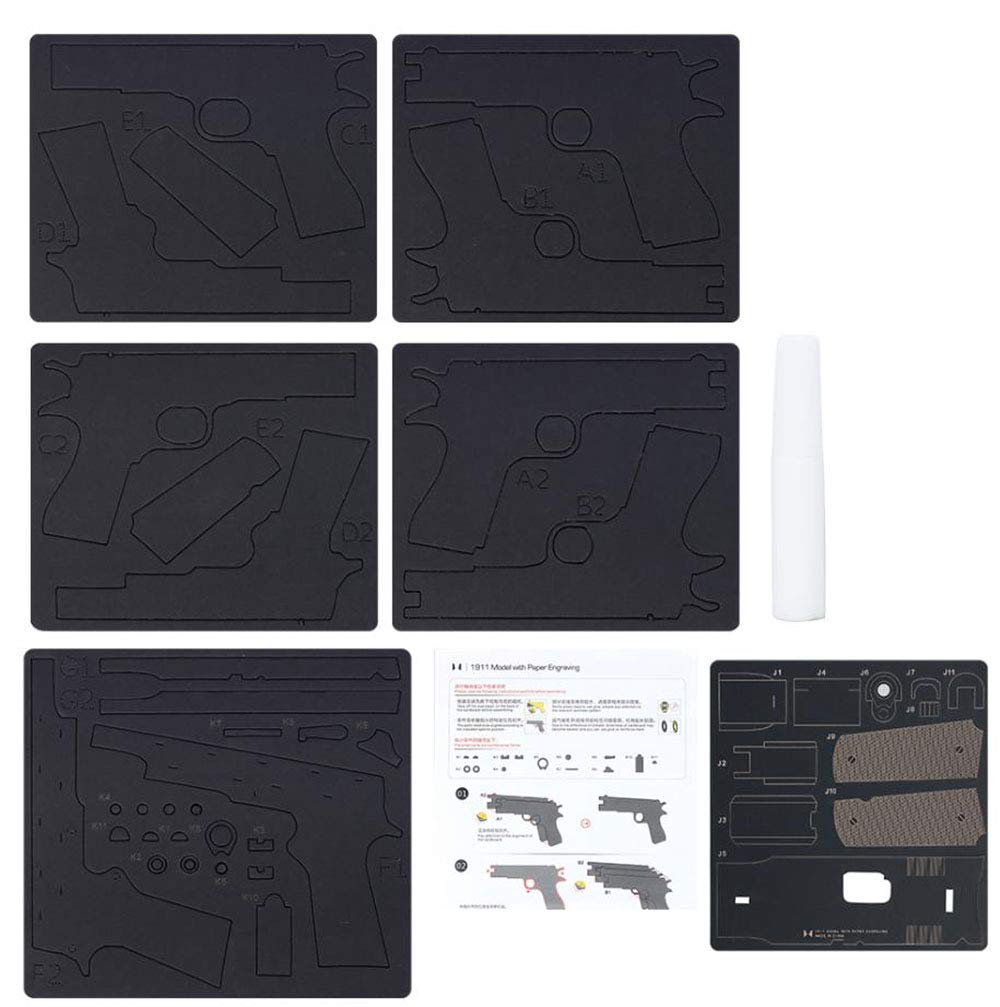 3D Paper 1911 Pistol Gun Model DIY Craft Kit - Brain Teaser Puzzle Toy for Kids & Adults - Perfect for Movie Props, Gifts, and Educational STEM Activities