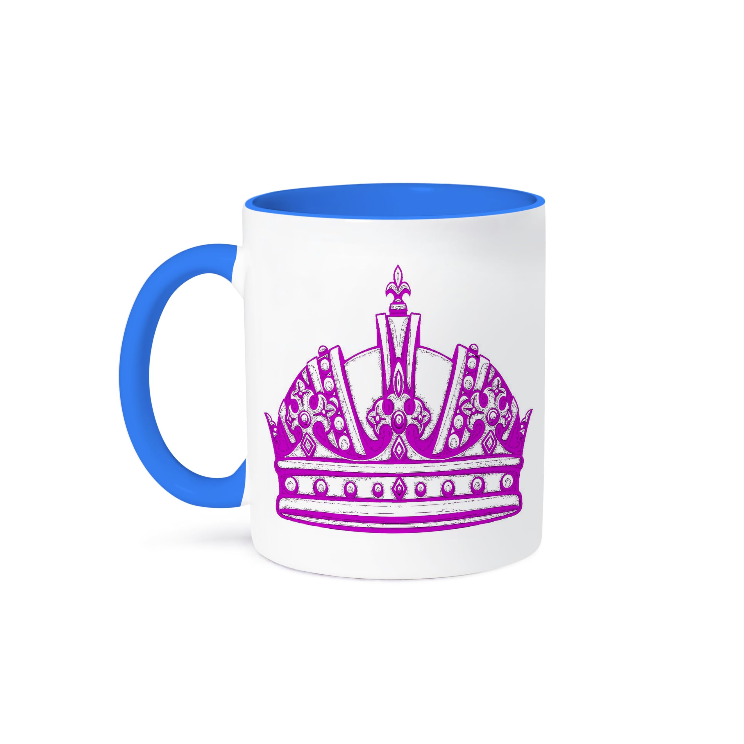 3dRose 15oz Funny Coffee Mug - Bright Pink Rounded Crown with Fleur De Lis Design on White Background - Perfect Gift for Tea & Coffee Lovers, Office Use, Birthday Presents