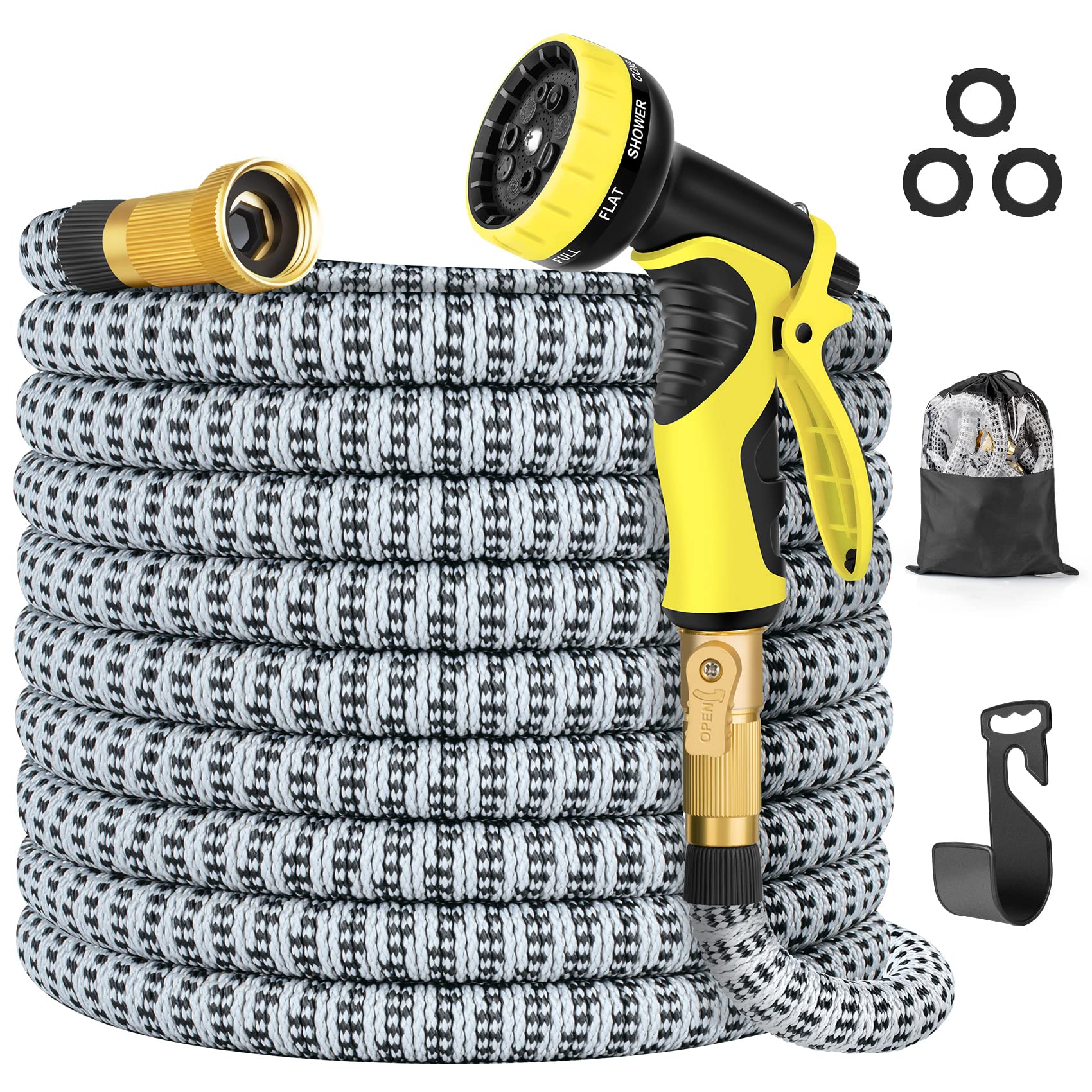 **Expandable Garden Hose 75ft - 10 Function Spray Nozzle, Durable 4-Layer Latex, Lightweight & Leakproof - Perfect for Garden Watering, Car Washing, Lawn Care & Outdoor Cleaning**