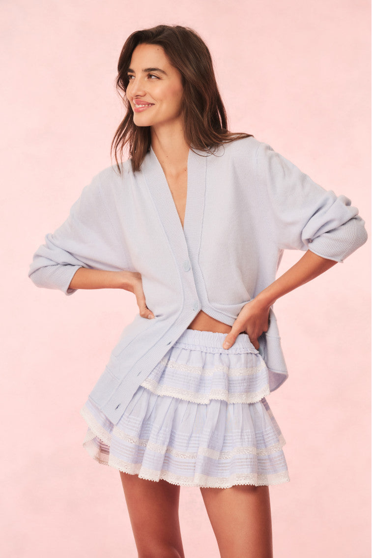 Luxury Apple Cashmere Cardigan for Women - Soft & Warm Seaglass Blue Sweater - Perfect for Fall, Winter & Office Wear