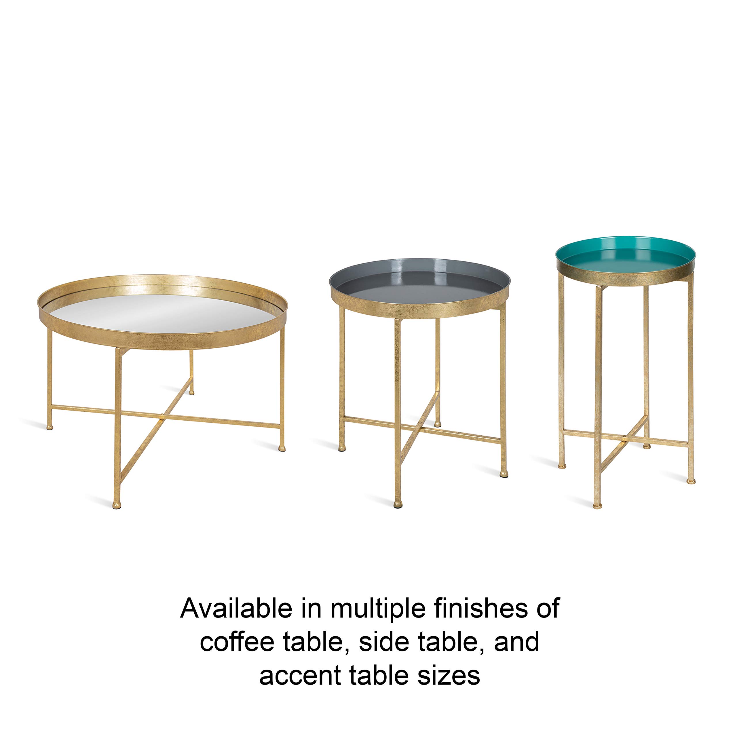 Kate and Laurel Celia Modern Coffee Table - 28 x 28 x 19 Inches, Teal and Gold Glamorous Folding Metal Table with Storage Shelf | Perfect for Living Room, Lounge & Small Space Decor