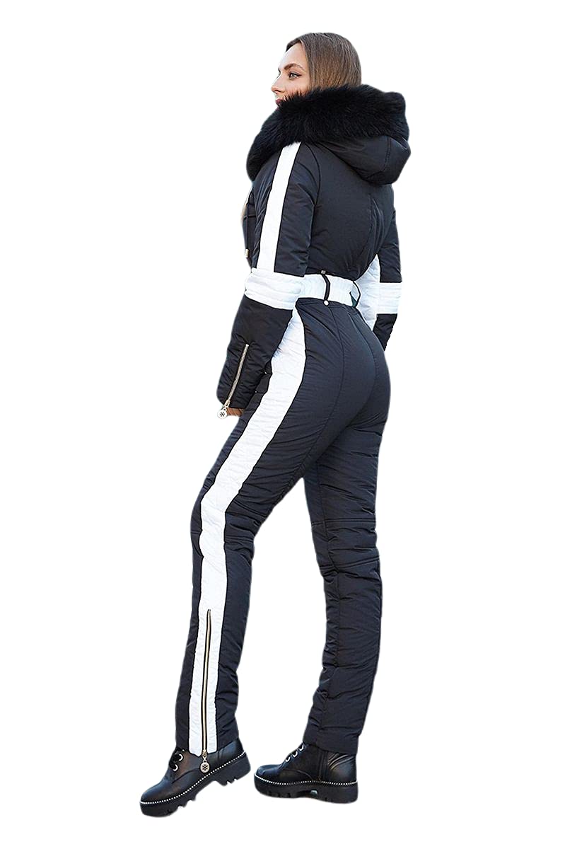 Yousify Women's Winter Ski Jumpsuit - Waterproof Snowsuit with Removable Fur Collar for Outdoor Sports & Snowboarding | Warm Onesie for Skiing, Snowmobiling & Winter Adventures