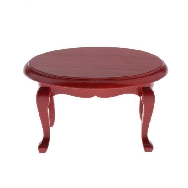 Vaveren 3X Miniature Dollhouse Furniture Set - 1:12 Scale Round Wooden Coffee Table for Living Room, Perfect for DIY Dollhouse Decor, Model Train Scenes & Collectible Displays