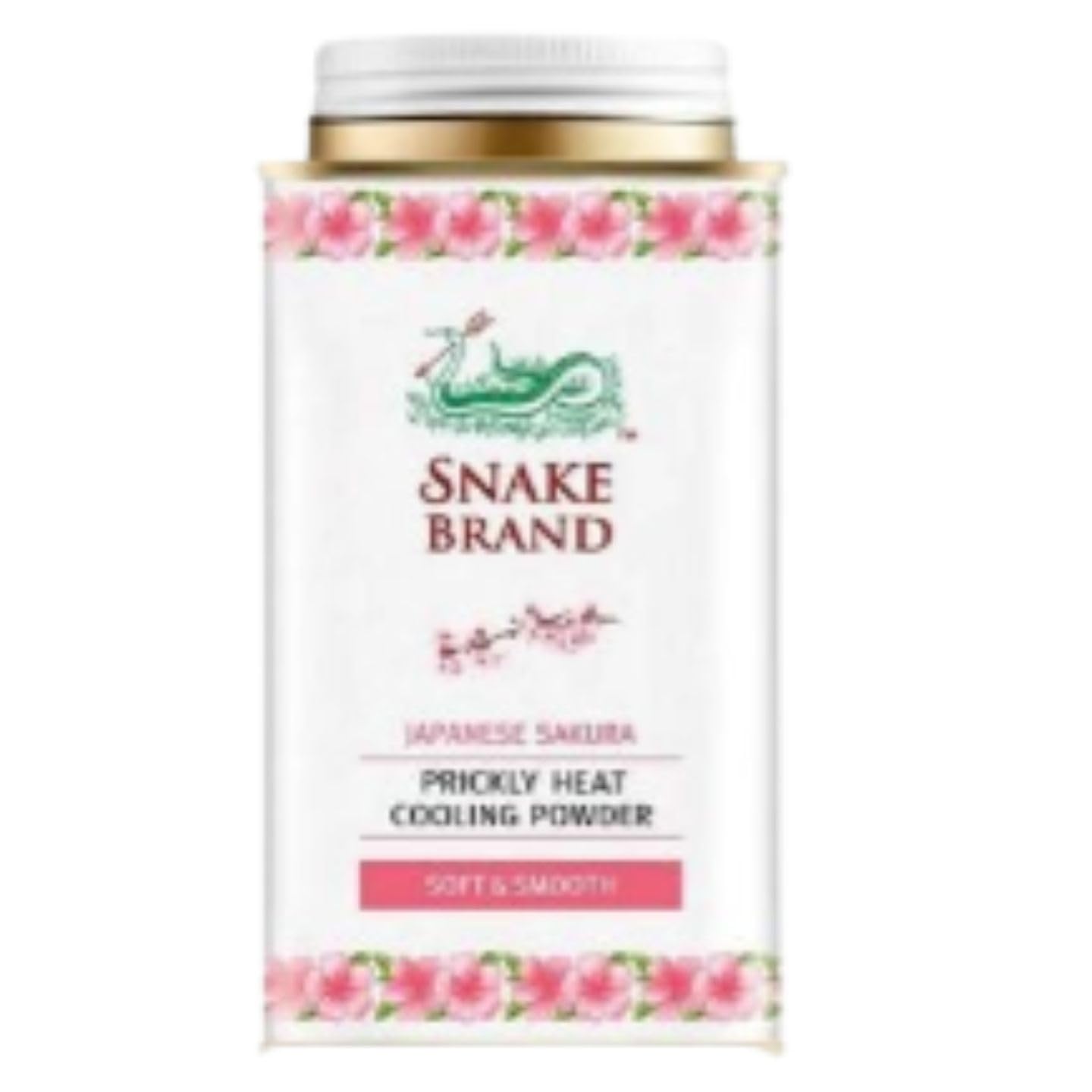 Snake Brand Prickly Heat Cooling Talcum Powder - 140g Japanese Sakura Scent for Heat Rash Relief & Skin Comfort | Ideal for Summer, Sports & Tropical Climates