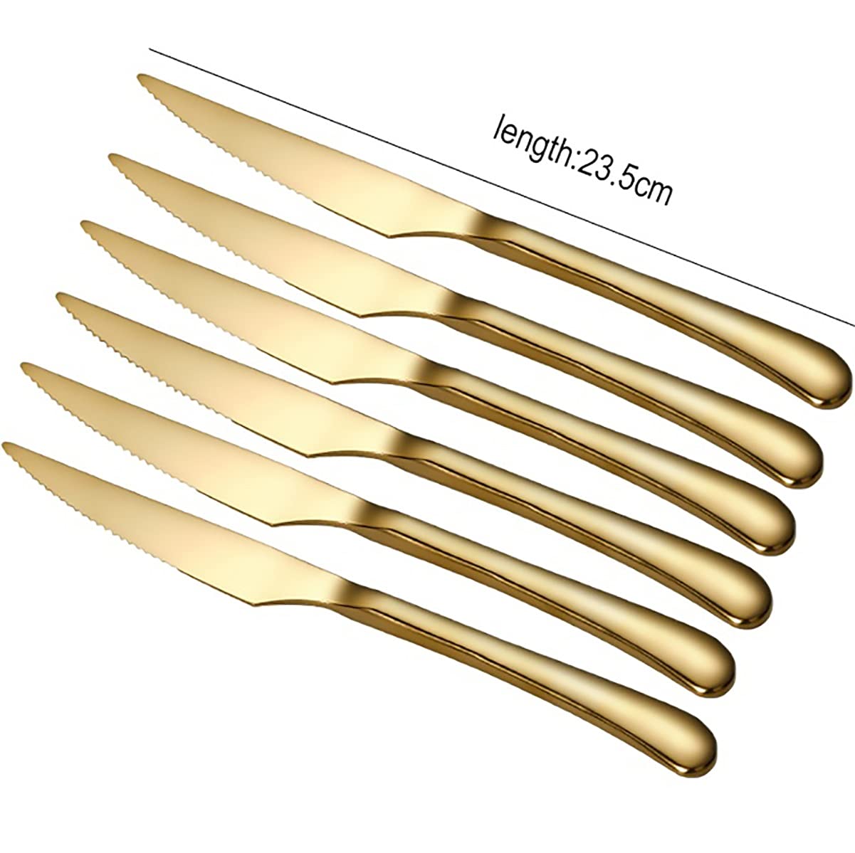 Premium 6-Piece Steak Knife Set - Stainless Steel Serrated Blades, Ergonomic Handles for Effortless Cutting - Ideal for Restaurants, BBQs, Dinner Parties & Home Kitchen Use (Red Gold)