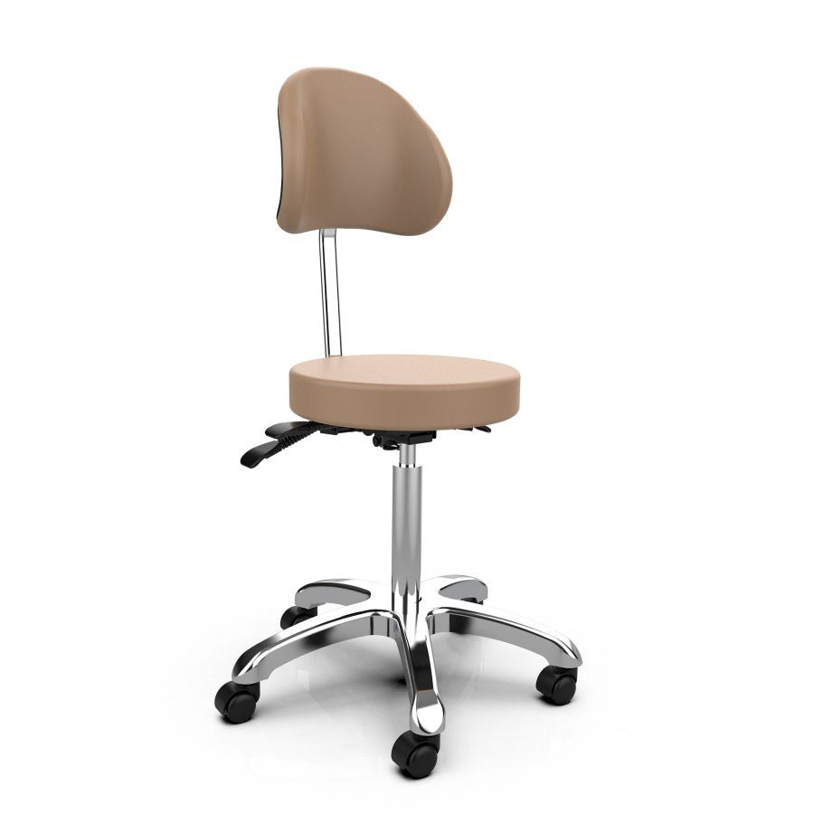 Silverfox 1025B Rolling Stool with Adjustable Backrest - Ergonomic Rolling Chair for Salon, Tattoo Studio & Home Office Use
