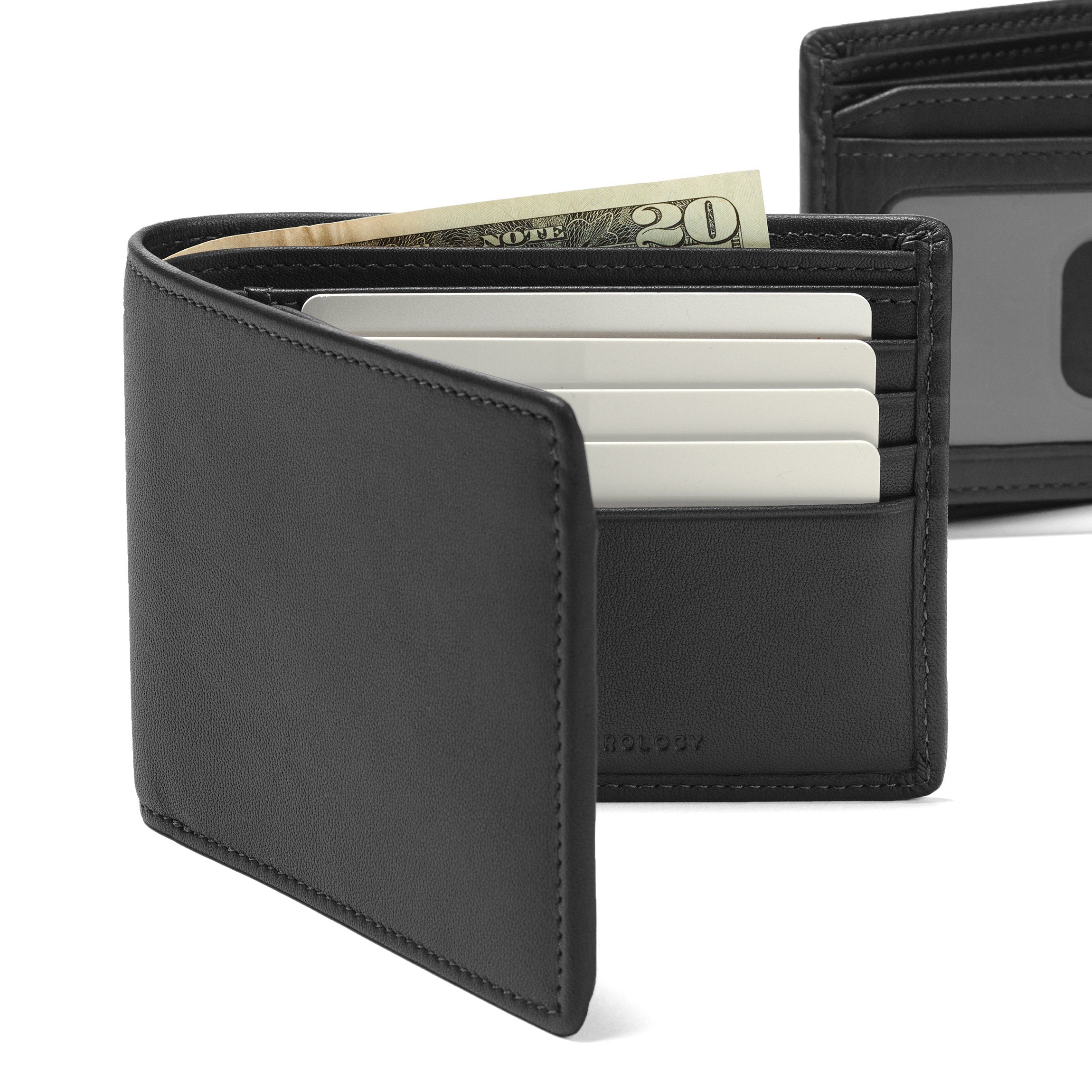 RFID Blocking Bifold Wallet with Flap - Premium Black Onyx Leather for Men - Secure & Stylish for Everyday Use, Travel & Business