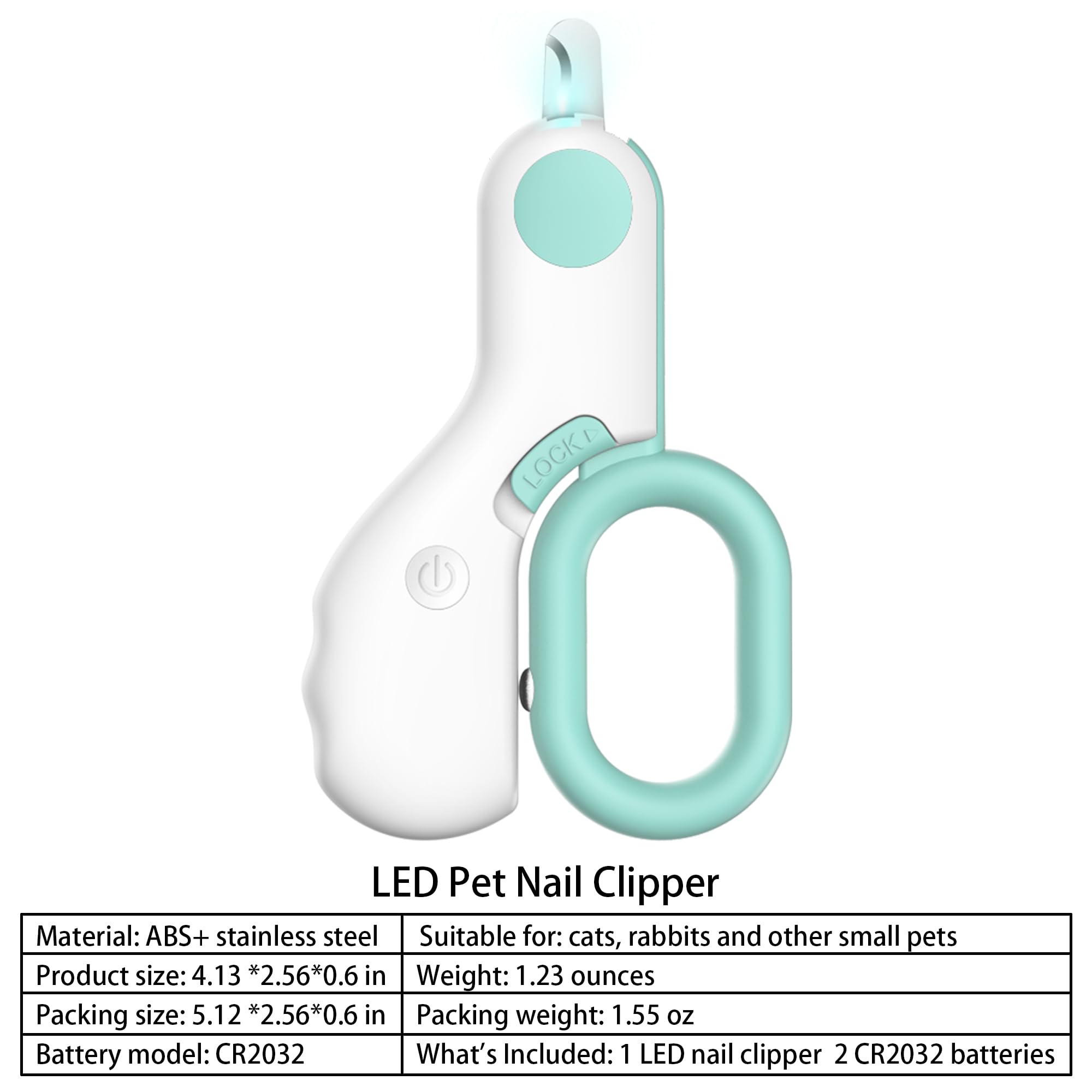 LED Pet Nail Clippers with Safety Guard - Professional Cat & Small Dog Nail Trimmer for Indoor Cats, Kittens, Rabbits & Birds (Blue) - Gentle Grooming Tool for Stress-Free Nail Care at Home