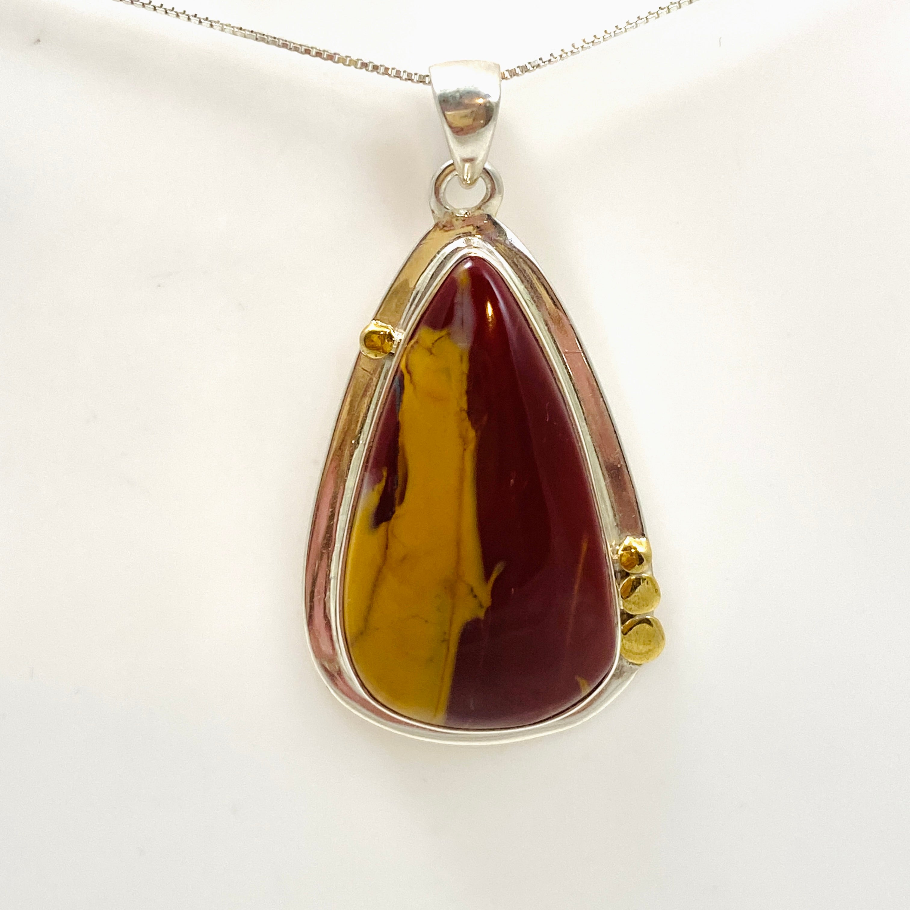 Natural Mookaite Teardrop Cabochon Pendant with Brass Accents - Handmade Jewelry KPGJ4840 | Perfect for Boho Style, Gift Giving & Spiritual Healing