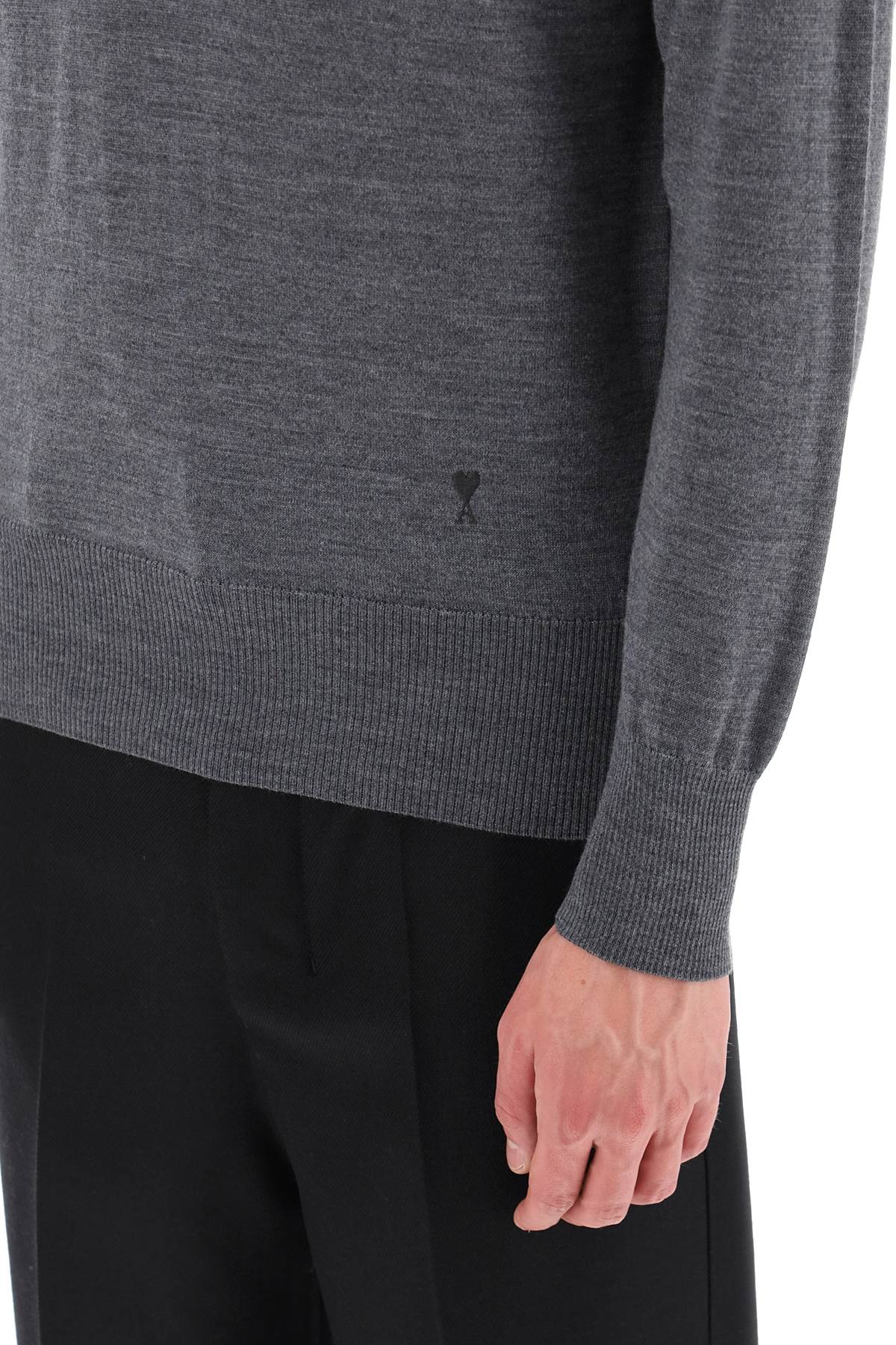 Ami Paris Men's Merino Wool Polo Sweater - Soft & Warm Knit Pullover for Casual & Business Wear
