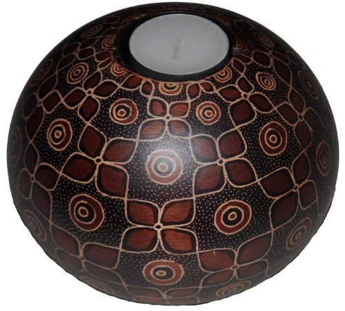 Handmade Batik Wood Candle Holder - 5