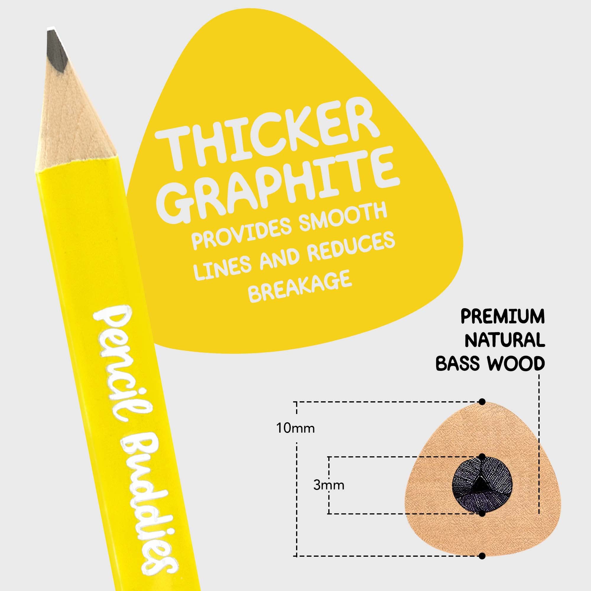 Jumbo Pencils for Kids - 12 Pack #2 Triangle Grip Fat Pencils with Sharpener & Eraser - Perfect for Preschool, Kindergarten & Beginners - Ideal for Writing Practice, Classroom & Homeschooling (Yellow)