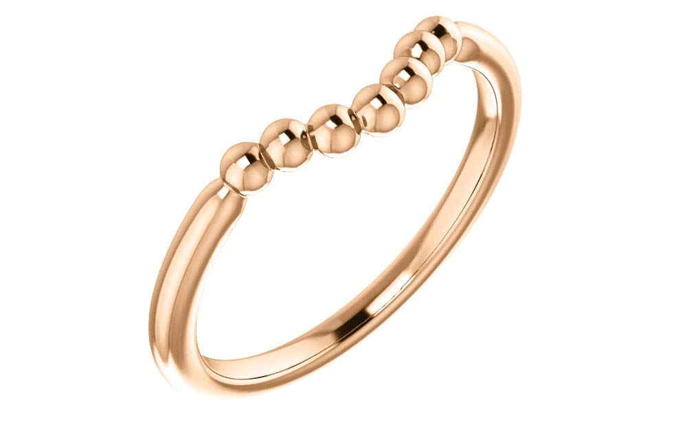 14K Rose Gold Beaded Contour Stackable Ring for Women - Dainty Layering Rings Set, Perfect for Everyday Wear, Gift Giving & Special Occasions