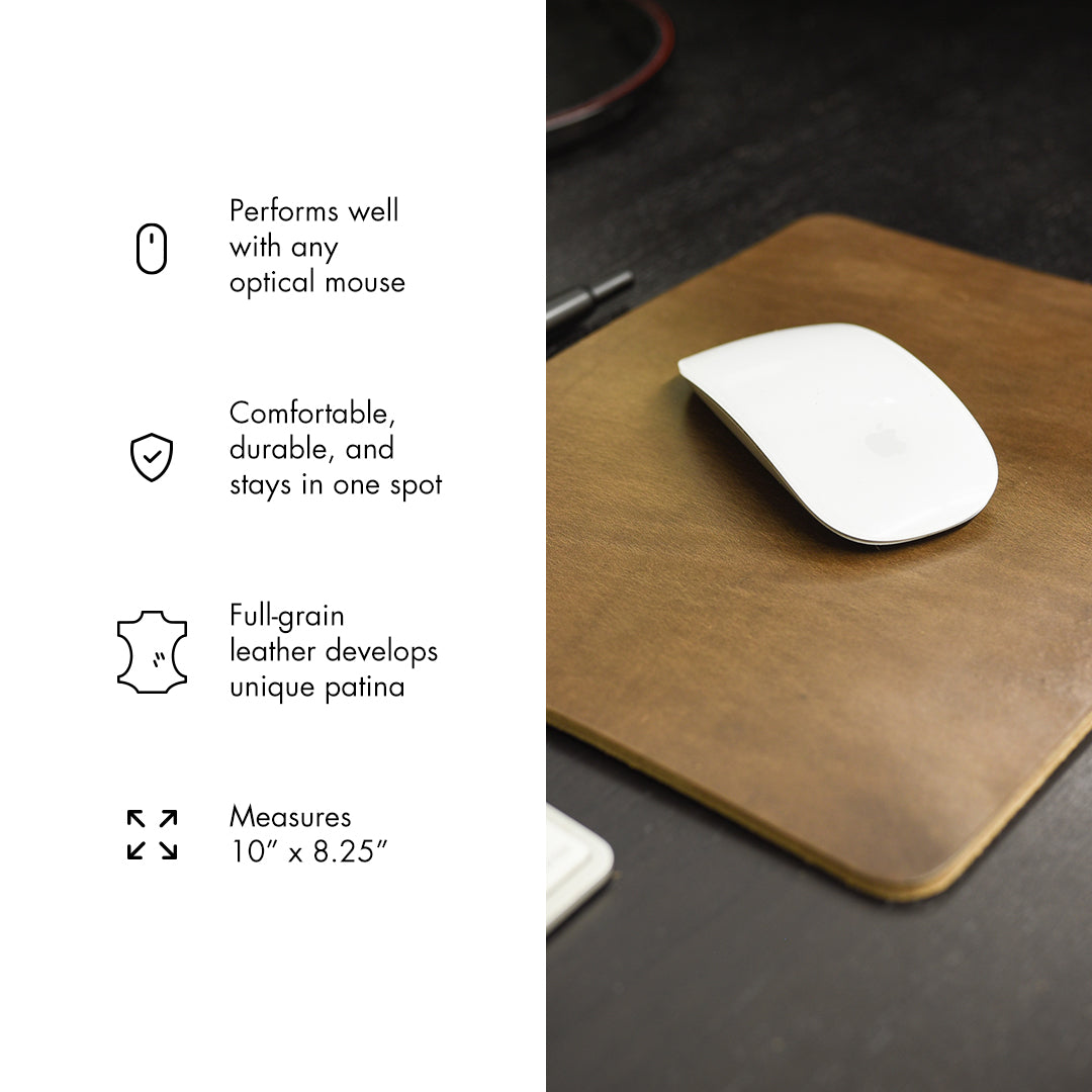 Premium Genuine Leather Mouse Pad - Non-Slip Desk Mat for Gaming & Office Work - Ergonomic Wrist Support for Computers & Laptops - Perfect for Home, Office & Gaming Setups
