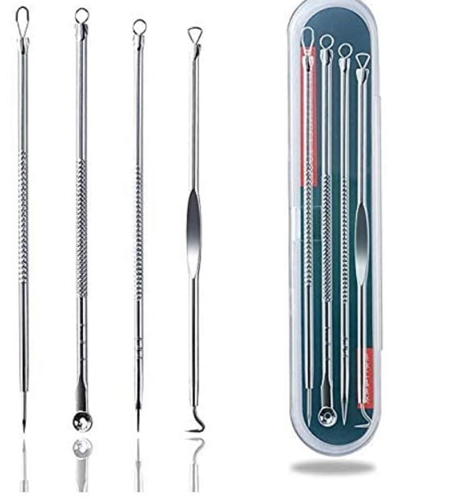 B INIK Blackhead Remover Kit - 4 Pcs Pore Cleaner & Blemish Extractor Tool for Face & Nose - Perfect for Deep Cleansing, Acne Treatment & Skincare Routine