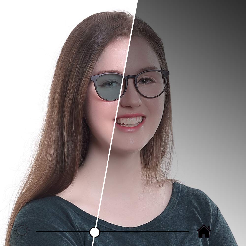 YEIN Blue Light Blocking Glasses - Photochromic Gray Spring Hinge Sunglasses for Women & Men | Anti-Eyestrain, Anti-Glare Computer & Gaming Glasses | Perfect for Office Work, Screen Time & Outdoor Activities