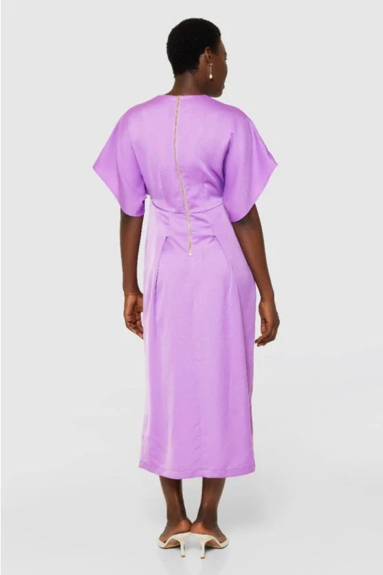 Elegant A-Line Kimono Dress for Women - Flowy Lilac Floral Print Maxi Dress for Summer, Beach, and Boho Style Outfits