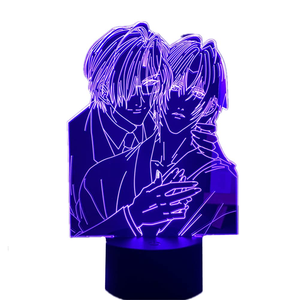 3D Anime Manga Descendants of Darkness Tsuzuki Asato & Kurosaki Hisoka LED Night Light - 3D Illusion Lamp for Bedroom, Gaming Room & Anime Collection Display - Perfect Gift for Anime Fans & Manga Lovers