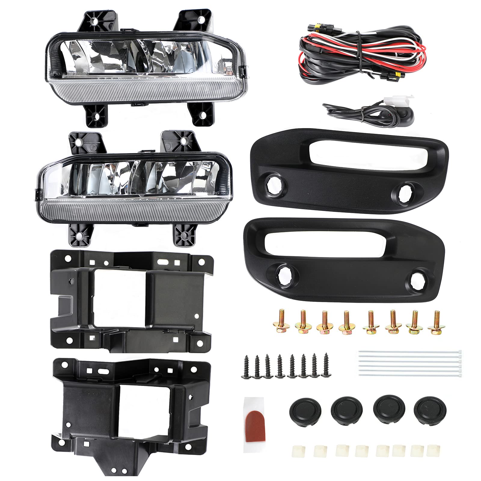 LED Front Fog Light Kit with Bracket & Wiring Harness for Dodge Ram 2500/3500 (2019-2021) - Durable Off-Road Lighting for Night Driving & Foggy Conditions