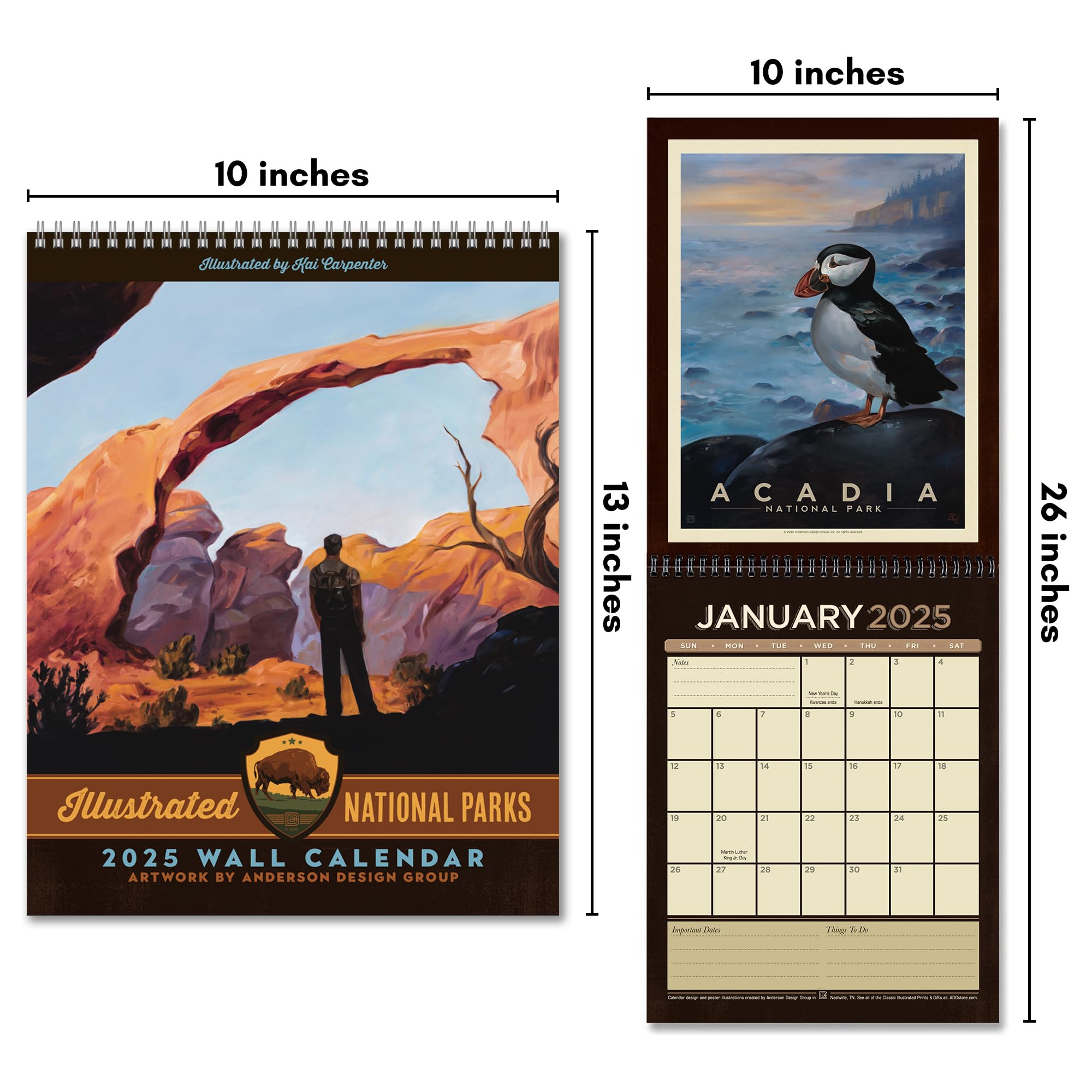 Americanflat 2025 Wall Calendar - Scenic National Park Artwork - 10x13 Large Wall Planner - 12 Month Hanging Calendar for Home & Office Organization - Perfect for Scheduling, Gift Giving & Wall Decor