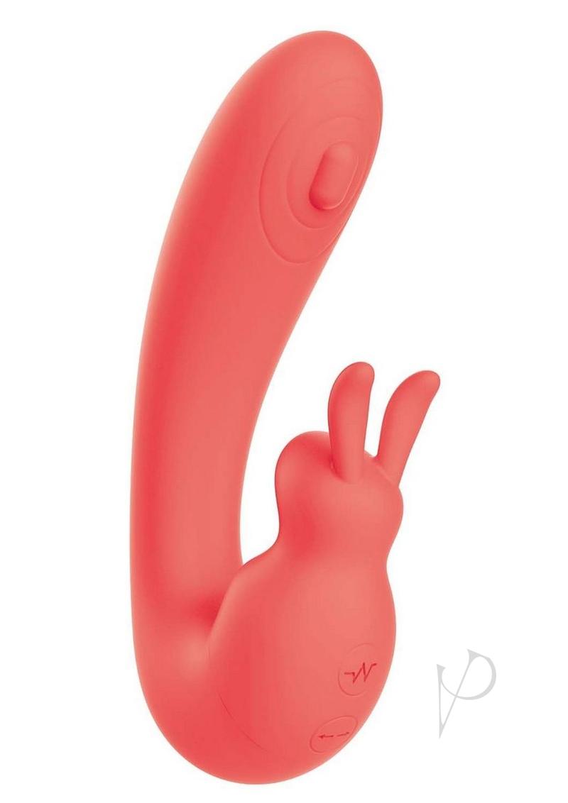 Blaze Bunny Thumper Rechargeable Silicone Vibrator - Coral Pink | Waterproof & Quiet Personal Massager for Women | Perfect for Couples Play & Solo Relaxation