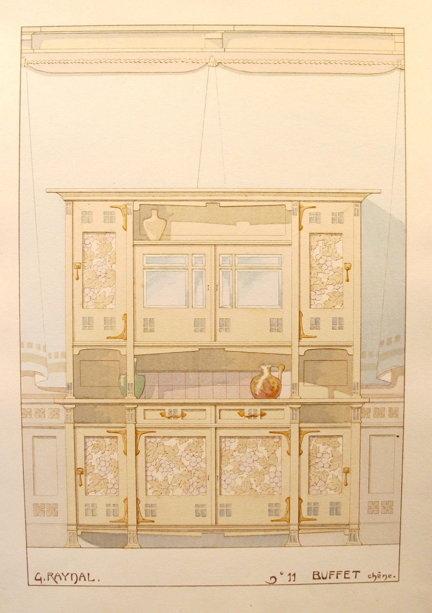 1900 French Art Nouveau Interior Design Print - Plate 11 Buffet by G. Raynal | Vintage Home Decor & Wall Art for Dining Room, Living Room, Office