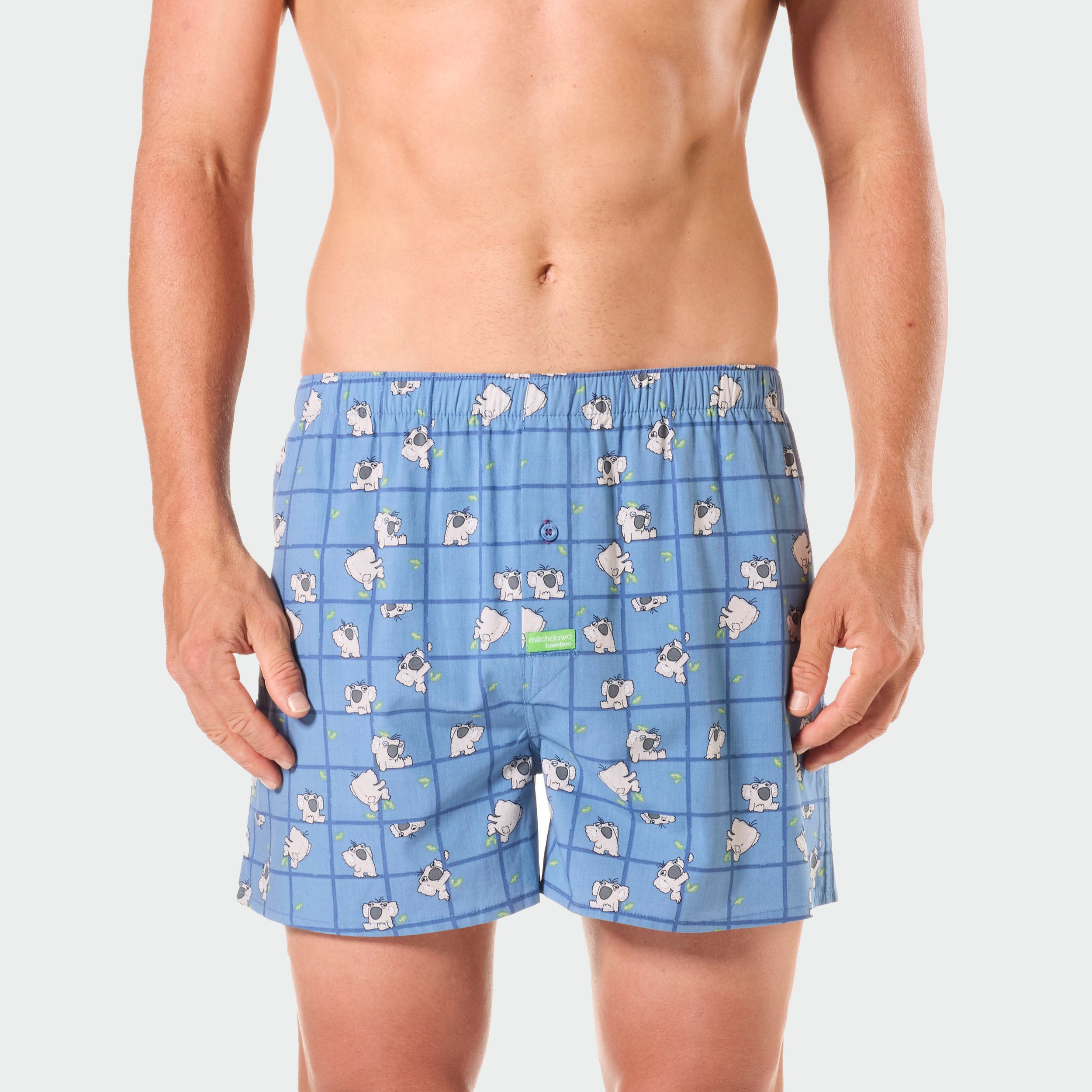Men's Koala Grid Bamboo Boxer Briefs - Soft Breathable Underwear for Daily Wear & Travel - Comfortable Cotton Alternative Boxer Shorts in Denim Wash