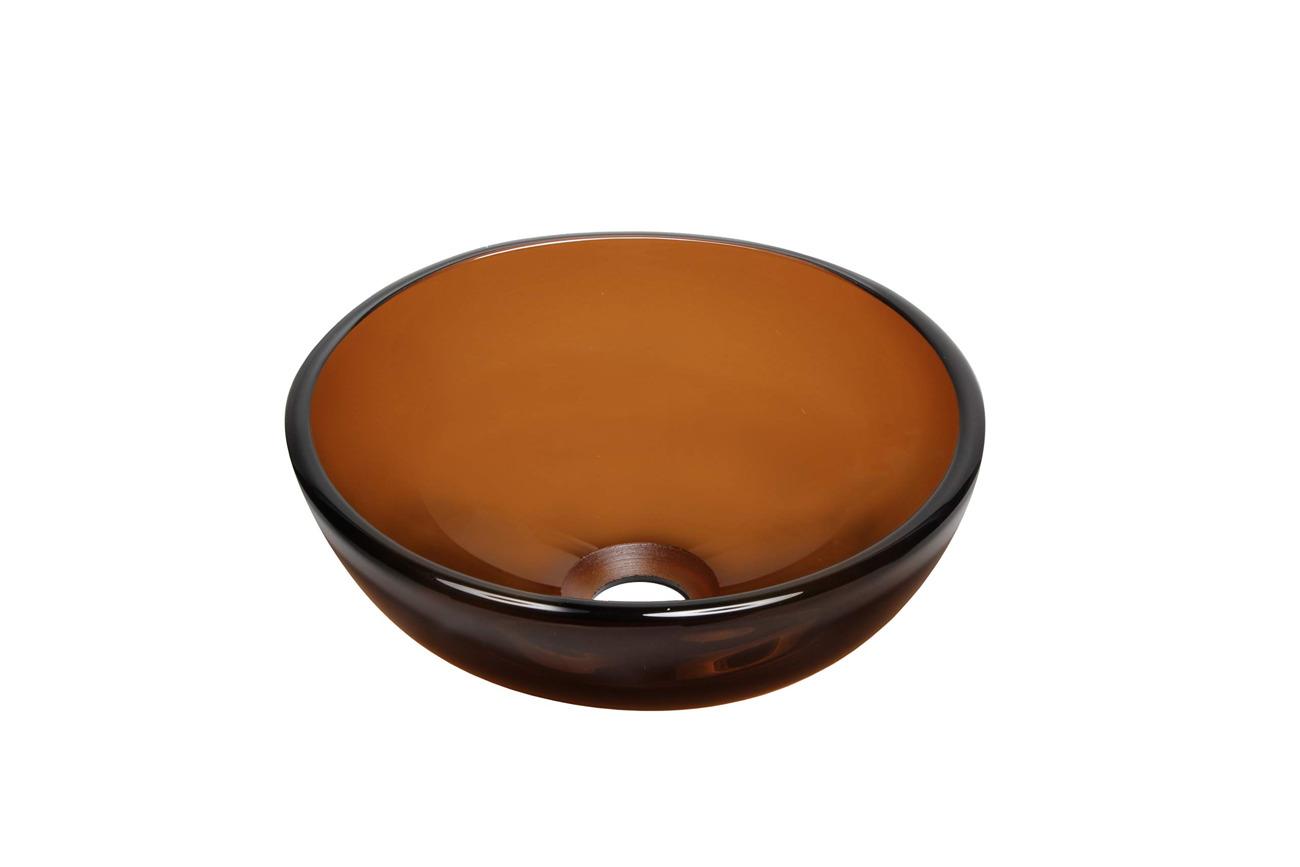 Novatto 12-Inch Brown Glass Vessel Bathroom Sink - Modern Mini Vanity Sink for Powder Room, Guest Bath & Small Space Bathroom Decor