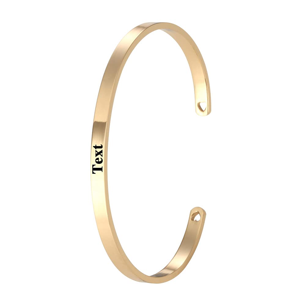 UnderTheRose Personalized Stainless Steel Name Initial Bracelet for Women - Custom Engraved Friendship Cuff Bangle Gift for Girls, Mom, Wife | Birthday, Anniversary, Graduation Present Idea