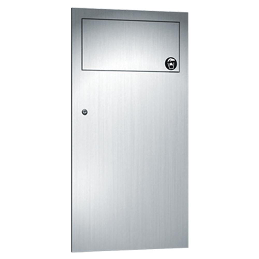 ASI 6459 Simplicity 4 Gallon Recessed Waste Receptacle - Satin Finish | Ideal for Office, Kitchen & Bathroom Trash Disposal
