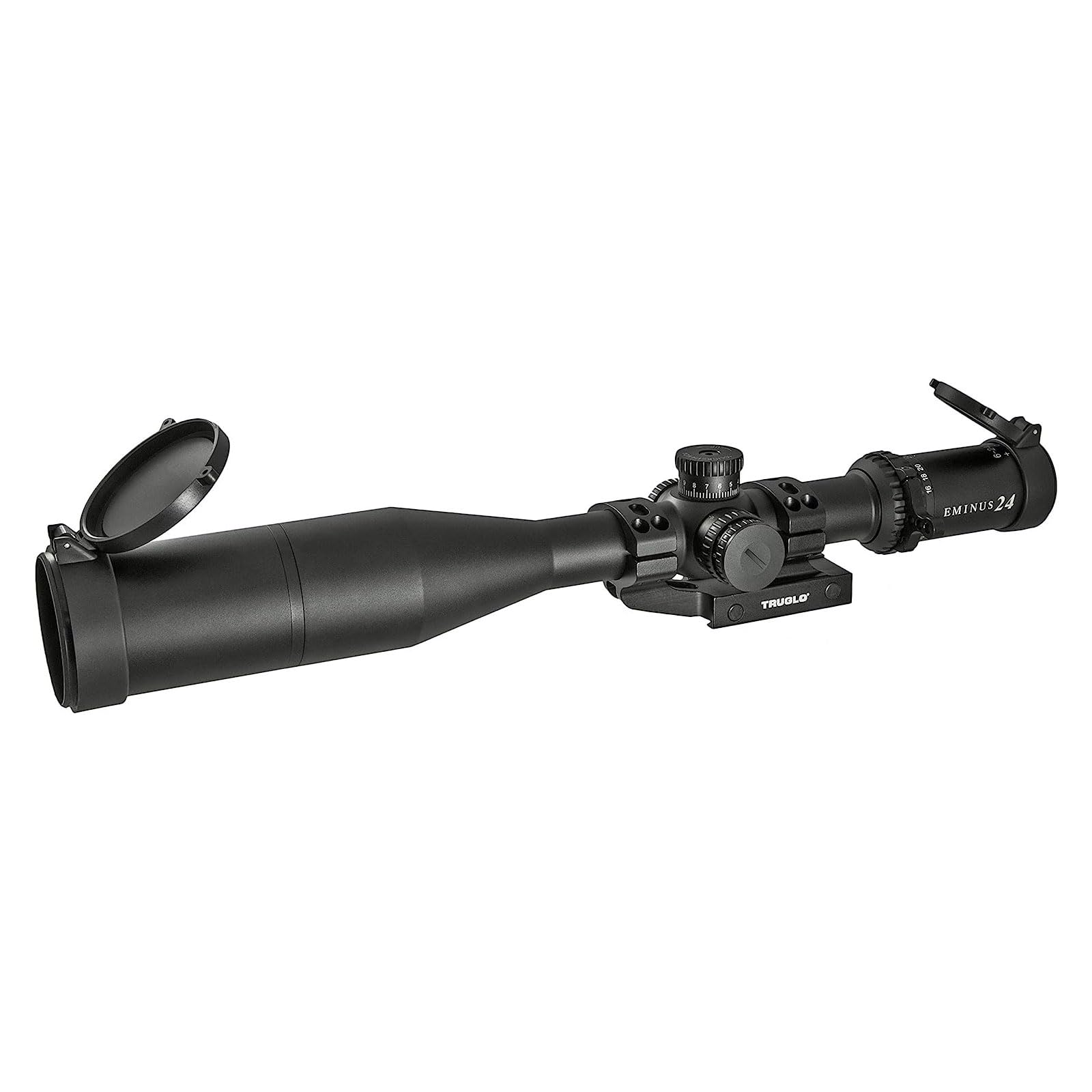 TruGlo Eminus Tactical Hunting Rifle Scope - 30mm Aluminum Tube, Waterproof & Fogproof, Shock Resistant, Illuminated TacPlex-MOA Reticle with Flip-Up Lens Caps - Perfect for Low Light Hunting and Tactical Shooting