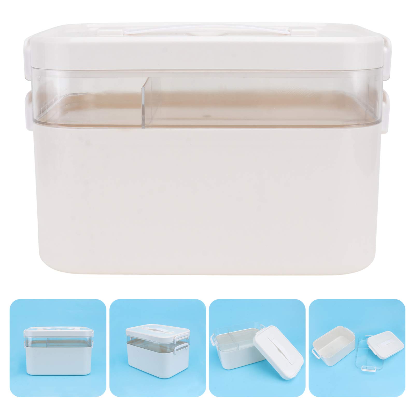 1pc Portable Double Box Medical Case - Durable Medicine Storage Organizer for Travel, Home, and Emergency First Aid Kits