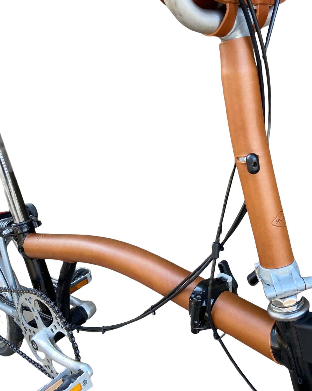 Brompton Bicycle Full Frame Protector - Leather Sew-On Cover for Brompton Folding Bike (Black) | Durable Scratch Protection for Urban Commuting & Travel