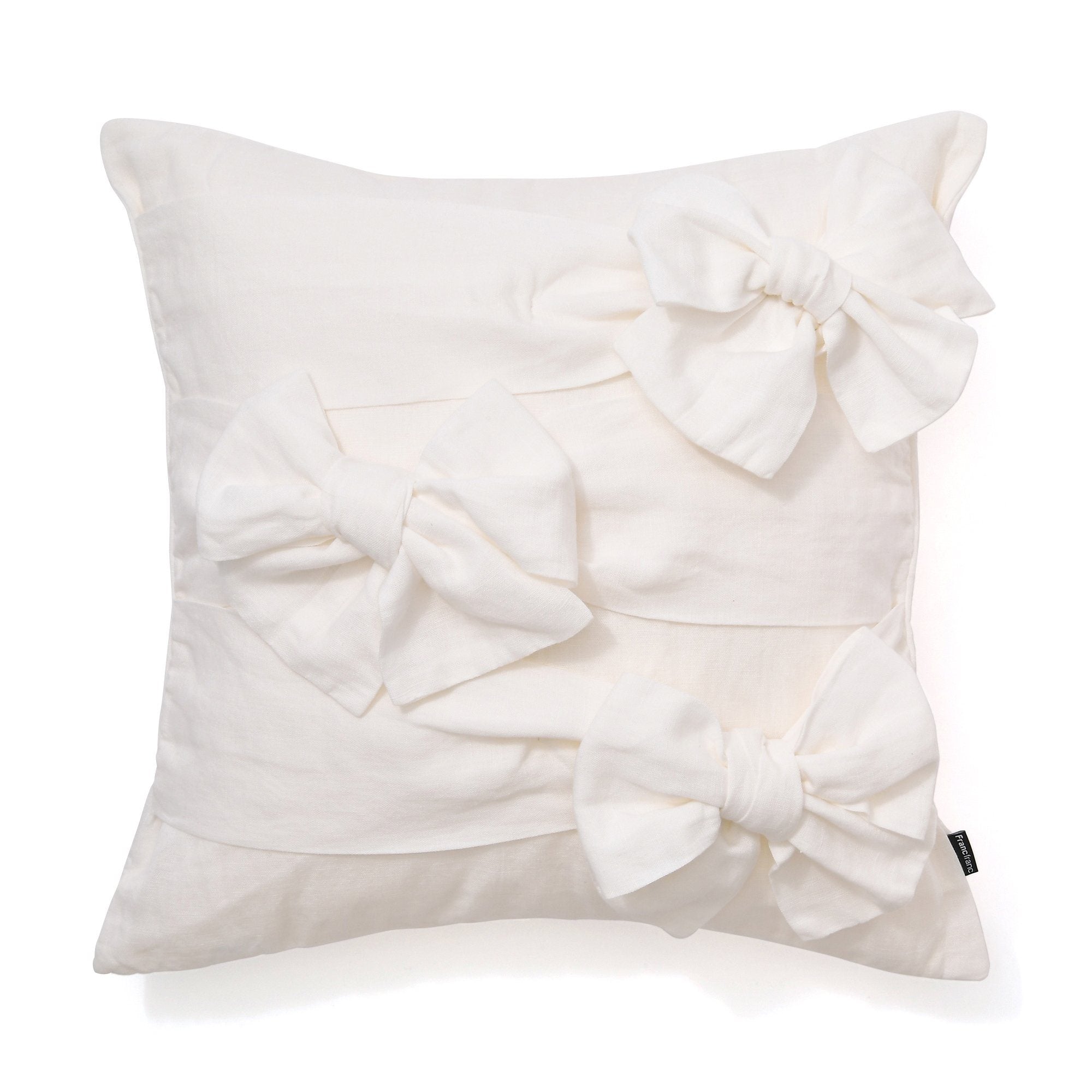 3D Ribbon Cushion Cover - 45x45cm White Decorative Pillow Case for Sofa, Bed, Chair - Luxury Home Decor Accent for Living Room, Bedroom, Office