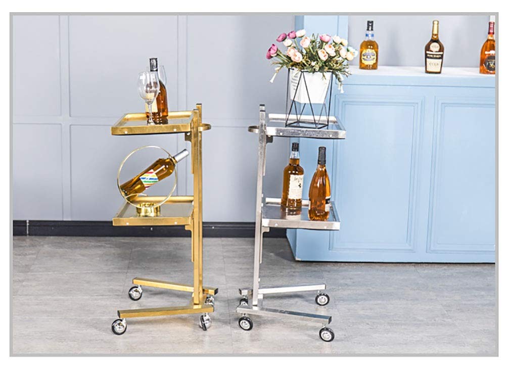 Stainless Steel Folding Hair Trolley on Wheels - 70kg Capacity Beauty Salon & Barber Shop Rolling Cart with Locking Brakes (Gold) - Perfect for Mobile Styling, Spa Treatments & Salon Organization