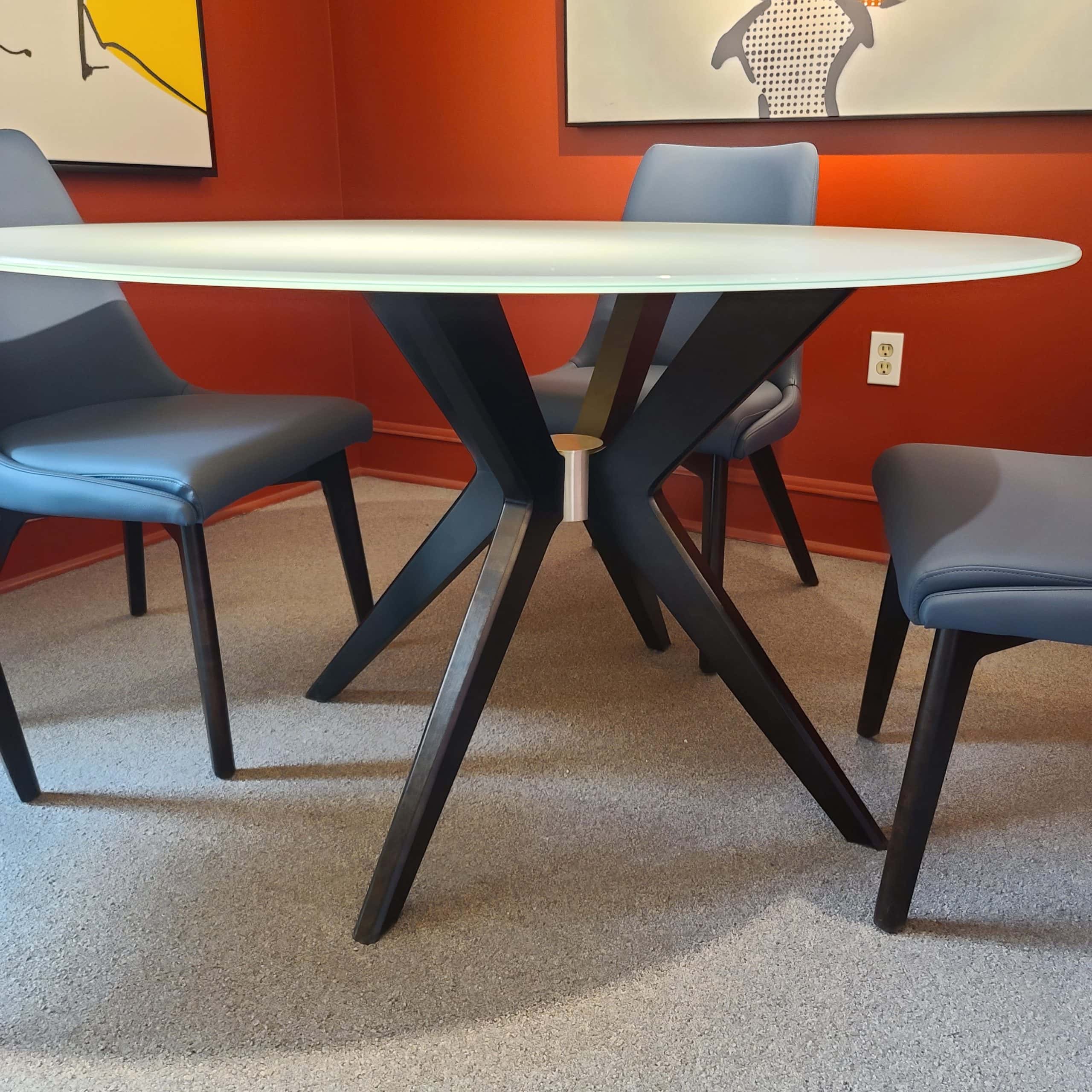 Modern Glass Round Dining Table Set with 4 Chairs - Elegant Tempered Glass Top & Sturdy Metal Frame for Kitchen, Dining Room, or Outdoor Patio Use