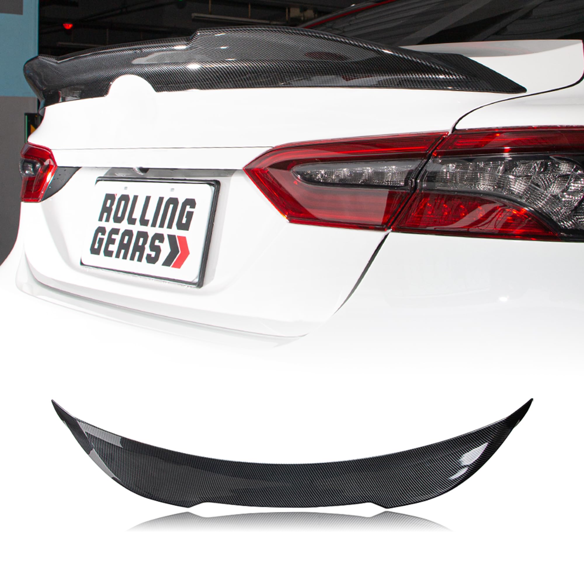 Carbon Fiber Hydro-Dipping Trunk Spoiler Wing for 2018-2024 Toyota Camry - JP Style Rear Spoiler Upgrade for Enhanced Aerodynamics & Sporty Look - Perfect for Car Enthusiasts & Street Racing