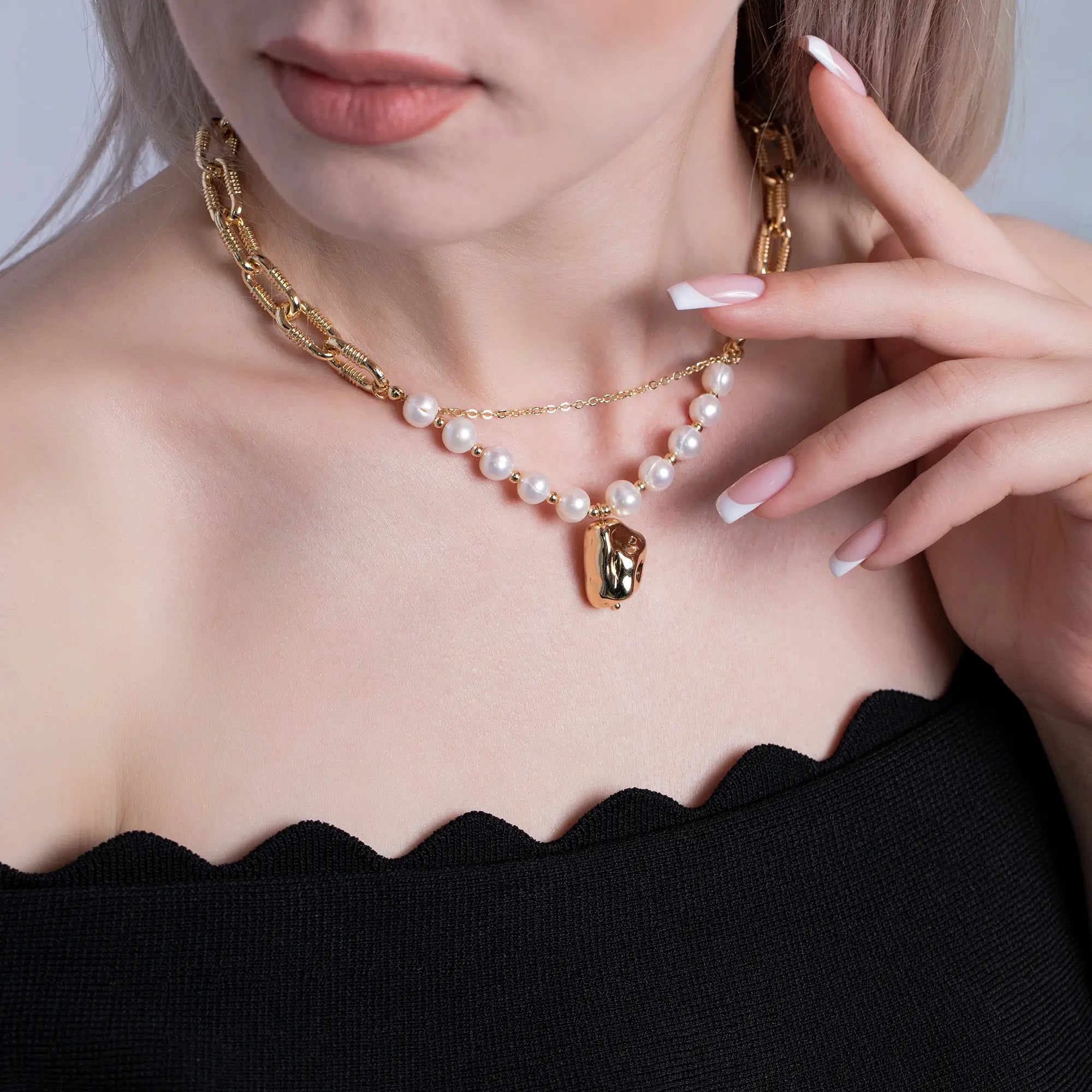 Elegant Gold Pearl Layered Necklace for Women | Dainty Layering Jewelry | Perfect for Weddings, Date Nights & Special Occasions
