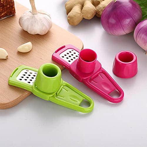 Stainless Steel Garlic Press - Manual Garlic Mincer & Crusher - Kitchen Gadget for Garlic, Ginger & Fruits - Durable Cooking Tool for Home & Restaurant Use (Random Color)