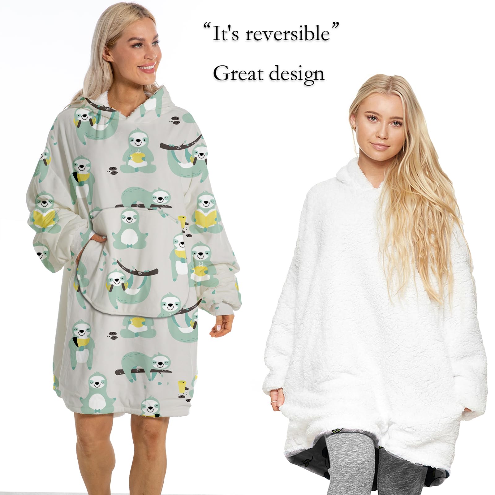 Darrenvan Wearable Blanket Hoodie - Oversized Fleece Hooded Sweatshirt with Pocket, Soft Plush Sherpa Lining for Ultimate Warmth & Comfort | Perfect for Lounging, Camping, Movie Nights & Cold Weather