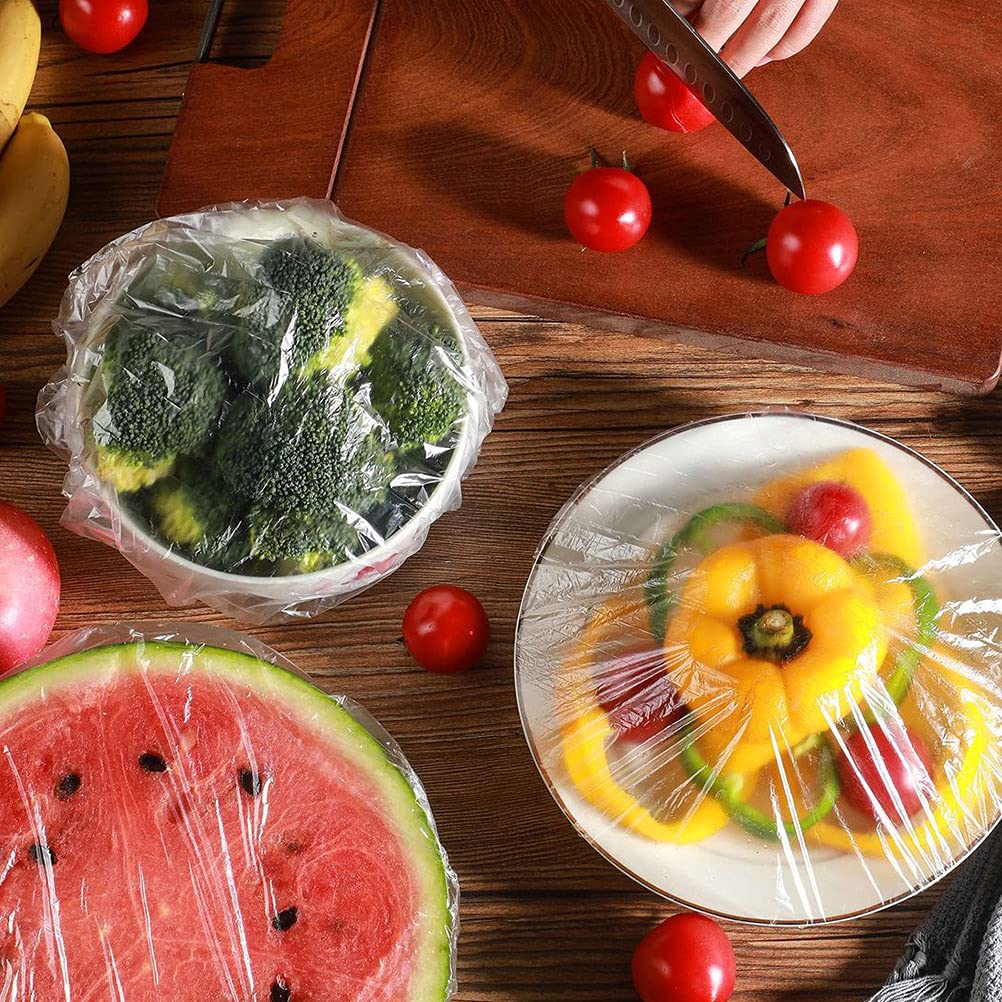 100 Pcs Plastic Food Storage Bags - Reusable Fresh Keeping Cling Wrap for Fruits, Vegetables & Leftovers | Airtight Kitchen Organizer for Meal Prep & Refrigerator Storage