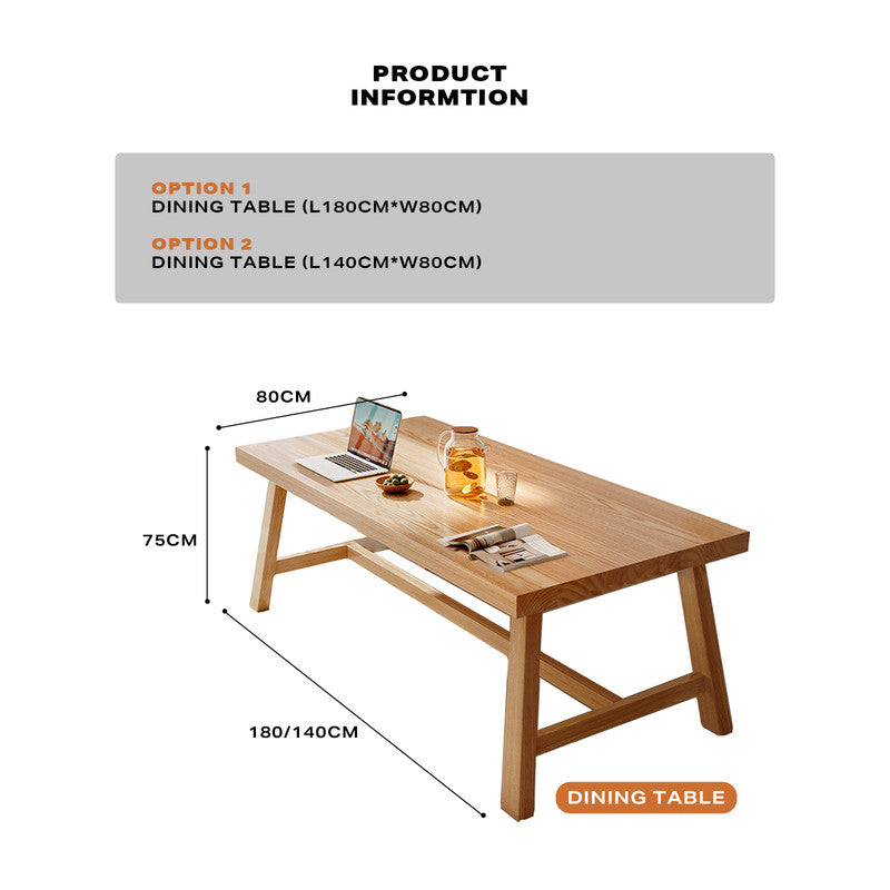 1.8M Solid Wood Square Dining Table - Modern Kitchen Furniture for Small Spaces, Family Gatherings & Dinner Parties