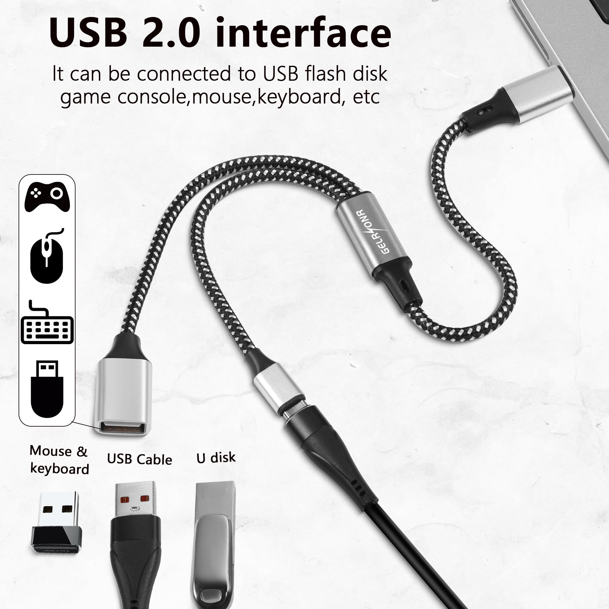 GELRHONR USB C to Dual USB Female Splitter Cable 1 to 2 Adapter - USB C OTG Charging Hub with USB C & USB A Ports - Compatible with Printers, Keyboards, Flash Drives, Laptops, LED Lights (0.3M) - Perfect for Office, Home & Travel Charging Solutions
