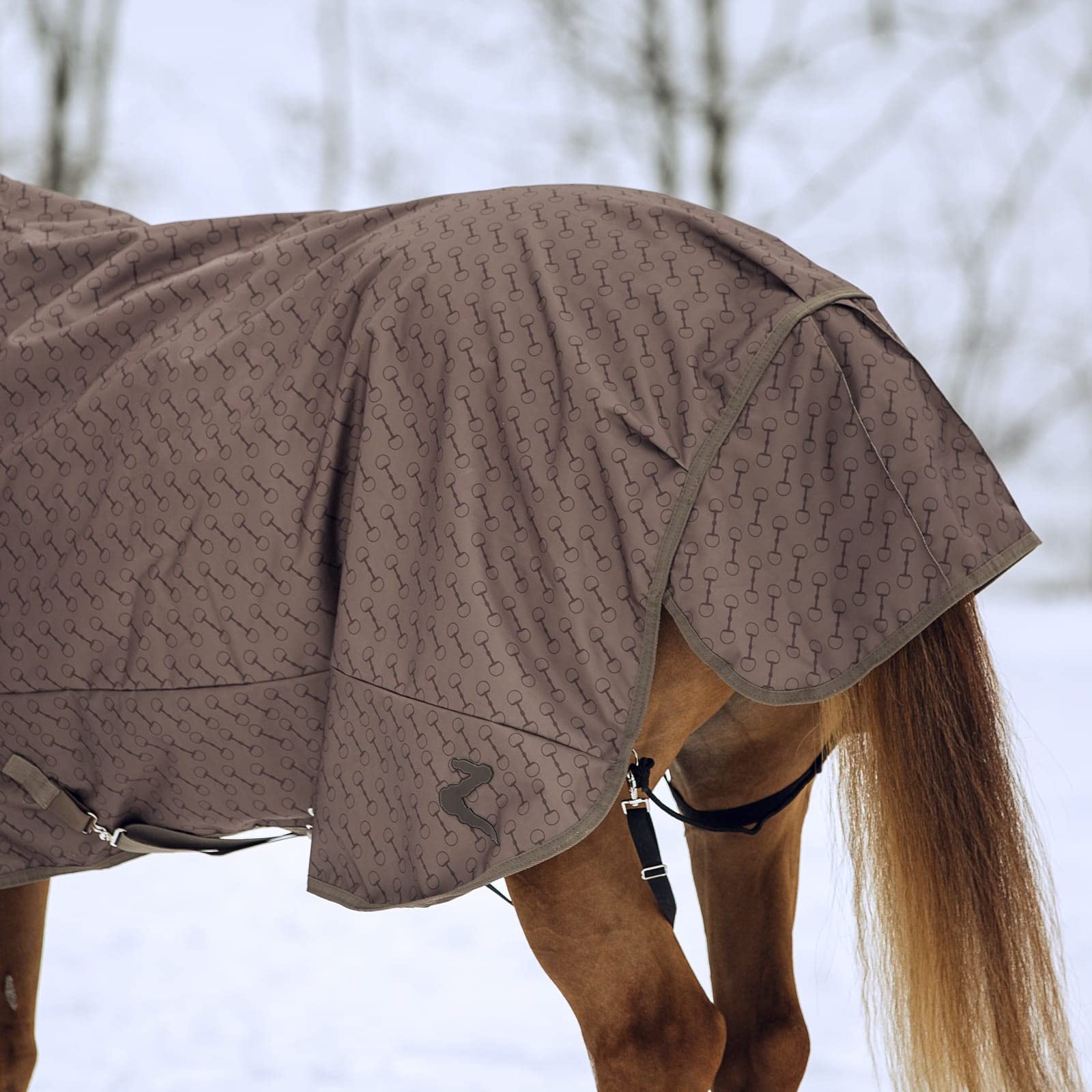 HORZE Avalanche 1200D Ripstop High Neck Heavy Weight Waterproof Horse Turnout Blanket (300g Fill) - Chocolate Chip Brown/Dark Brown - 75 in - Winter Stable Blanket for Cold Weather Horse Protection