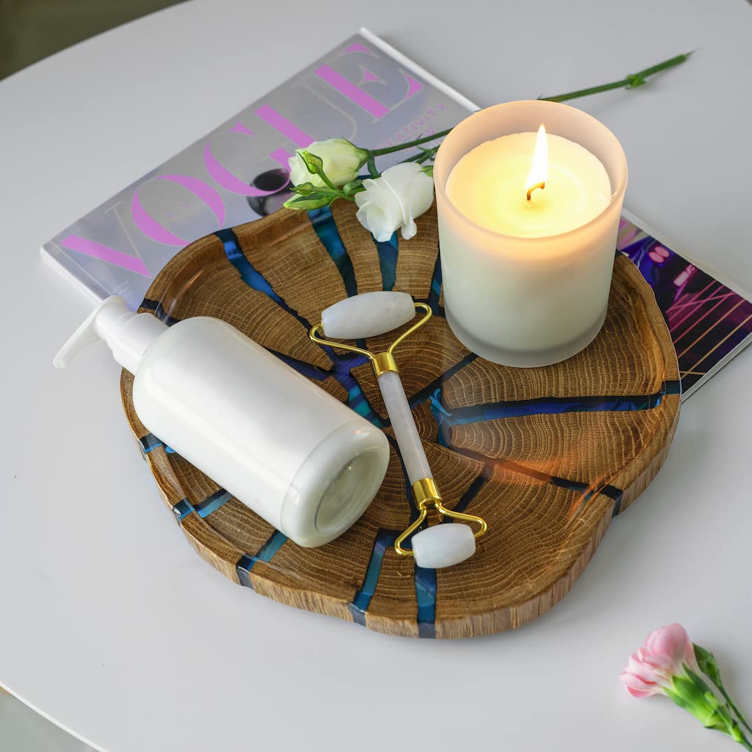 Handmade Wooden Tray with Epoxy Resin - Jewelry & Key Organizer for Home Decor