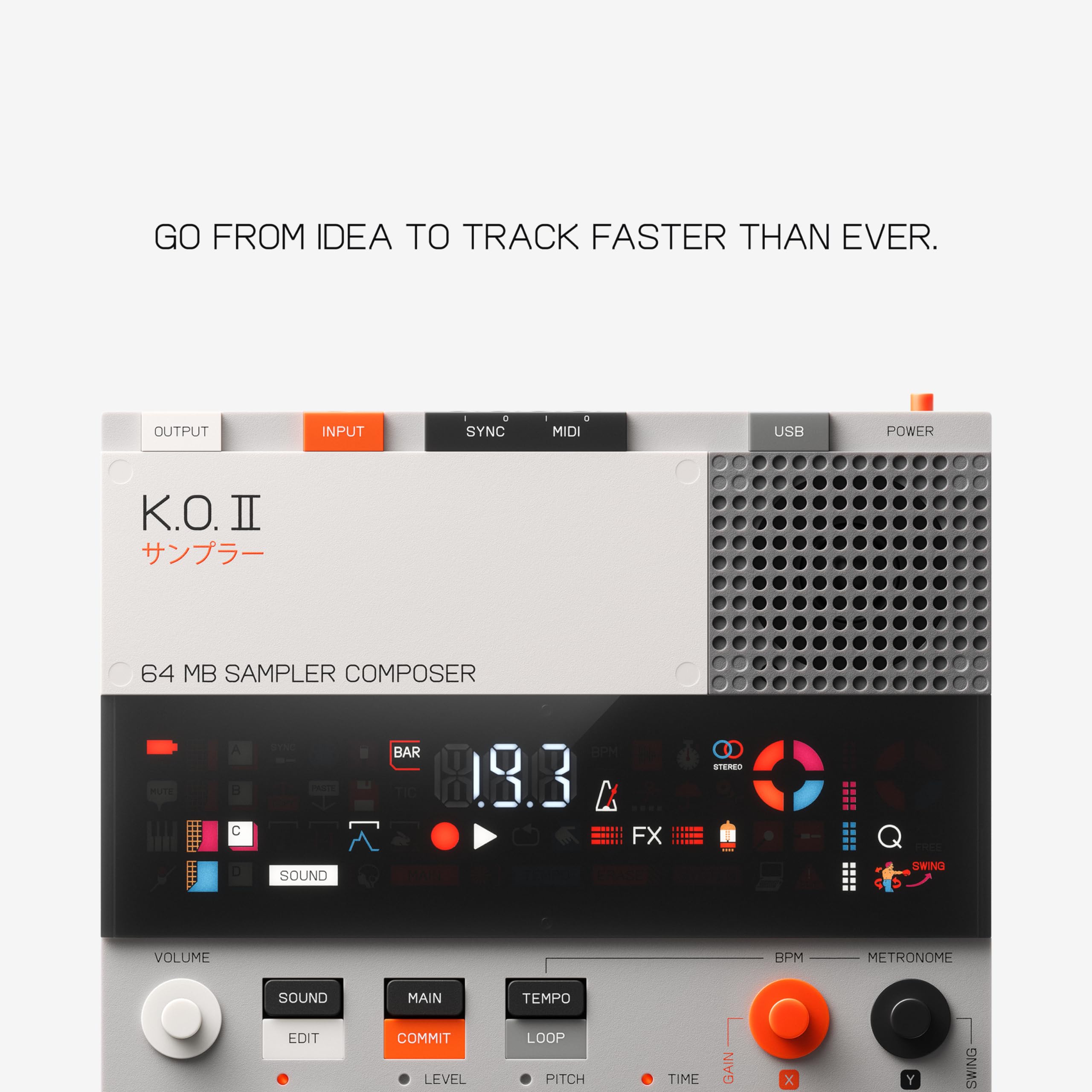 Teenage Engineering EP-133 K.O. II Sampler & Drum Machine with Built-in Mic, Effects & Sequencer - Perfect for Music Production, Live Performances & Beat Making