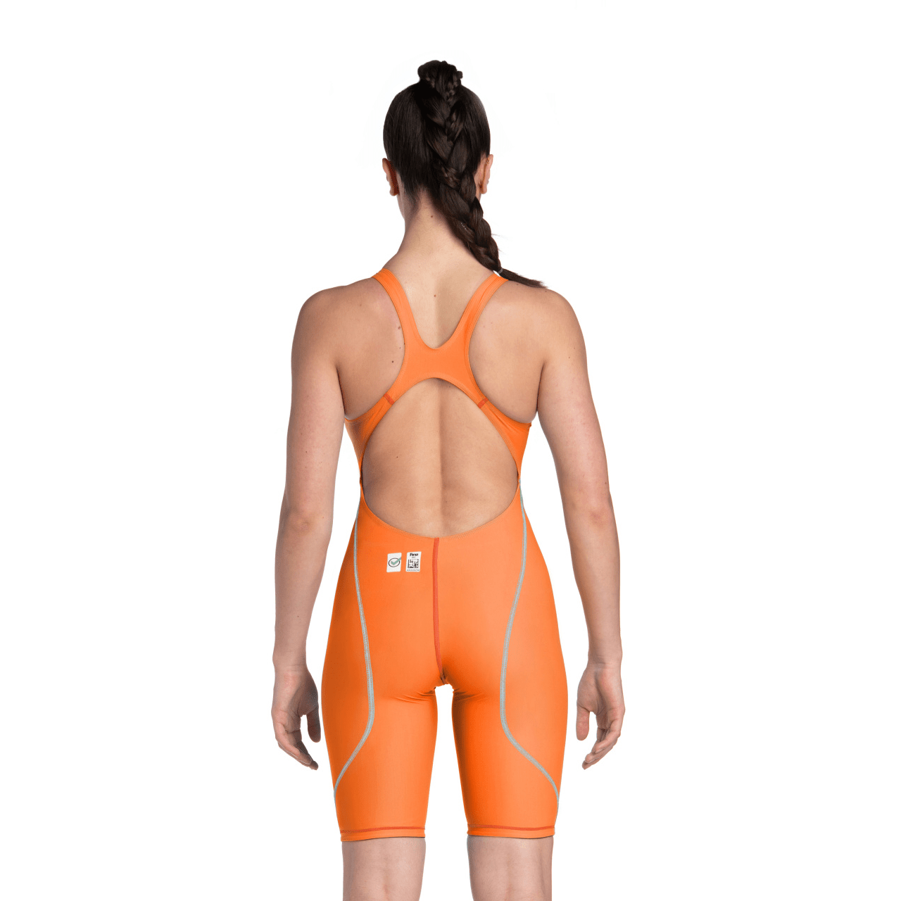 Arena Powerskin ST NEXT Women's Open Back Kneeskin Swimsuit - Limited Edition Orange/Teal - High Performance Competitive Swimwear for Training & Racing