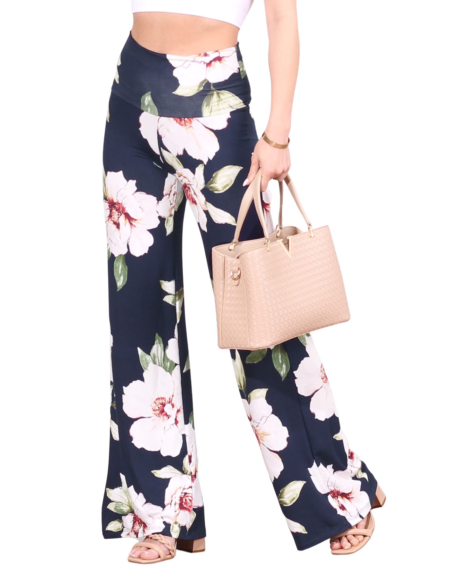 Popana Women's Palazzo Pants - Casual Summer Wide Leg Beach Pants - Plus Size Comfort - Made in USA - Perfect for Vacation, Yoga & Lounge Wear
