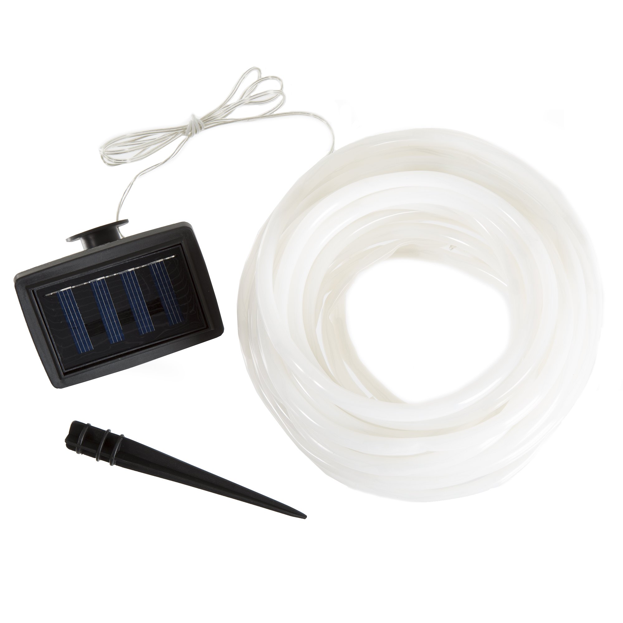 Pure Garden Solar Powered LED Rope Lights - 2 Pack Outdoor Waterproof String Lights for Patio, Yard, Garden, Deck & Fence Decoration (Warm White)